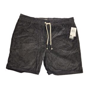 Dr Essentials Corduroy Mens Black Pull On Drawstring Shorts Size XL